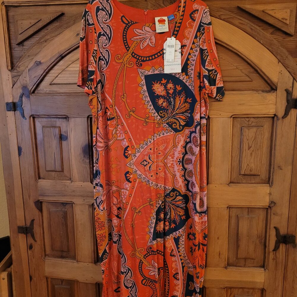 FARM RIO (for Anthropologie) 1X MIDI DRESS (built in lining)